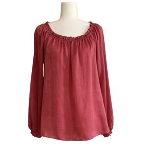 Heidi Daus Blouse Mauve Satin Long Sleeve Tunic Blouse Top Size XS NWT